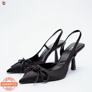 MYC Zara New Fashion Women Shoes Black Shiny Exposed Heel Sandal Pointed Muller Shoes