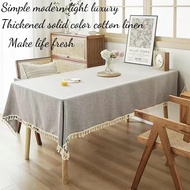 ผ้าปูโต๊ะ2024ใหม่ผ้าปูโต๊ะผ้าปูโต๊ะผ้าฝ้ายผ้าปูต๊สี่เหลี่ยมผืนผ้าสีทึบใช้ในครัวเรือนโต๊ะยาว