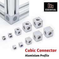 3 Way Cubic Connector for 2020, 3030 & 4040 Aluminium Profiles with Screws Included