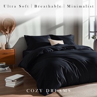 900TC Cozy Black Bedsheet Soft Breathable Softened Cotton Minimal Style