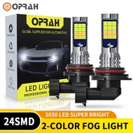 Oprah 2pcs Two-Color Car LED Fog Light H11 LED Bulb H3 H7 H8 HB4 Car Fog Light 881 9006 Fog Light Bu