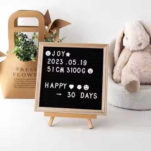 Simple 10x10 Inch Wooden Letter Message Board DlY Felt Letter Board Changeable Symbols Blackboard Ho