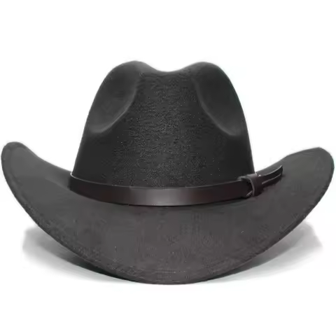 Big Large Plus Size Vintage Women Men Flet Wide Brim Cowboy Western Hat Cowgirl Funeral Formal Bowle