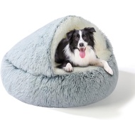2-in-1 Dog Bed: Upgraded Aluminum Rim Support & Non Slip Bottom - Cozy Cave + Blanket for Large Medi