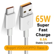 65W Super VOOC USB C Cable 6.5A Fast Charging Type-C Cable for Oppo Realme X 5 6 X50 X3 X5 Pro X50m 