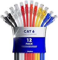 Maximm Cat 6 Ethernet Cable 25 Ft, (12-Pack) Cat6 Cable, LAN Cable, Internet Cable, Patch Cable and 