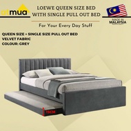 Atmua Furniture Loewe Queen Size Bed with Single Bed Pull Out Bed Katil Queen Single Pull out