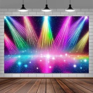 Disco Rainbow Stage Photography Backdrop Vintage Lights Colorful Photography Background 70s 80s 90s 
