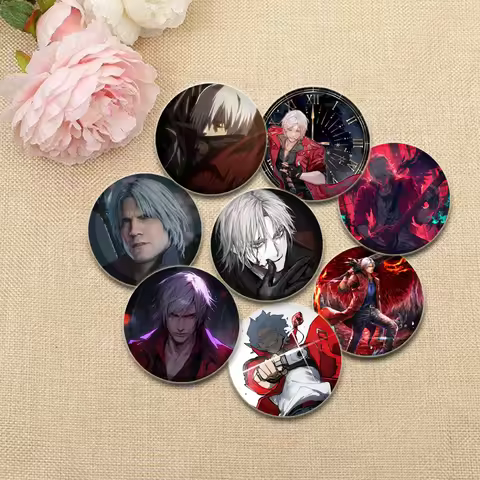 Dante Cartoon Cosplay Badge Game Anime Devil May Cry Brooch HD Print Handmade Pins for Backpack Acce