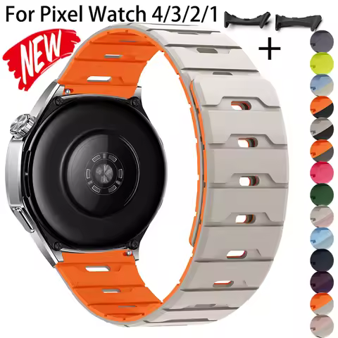 Magnetic Silicone Band for Google Pixel 5 4 3 2 1 41mm Adjustable Breathable Sport Strap for Pixel 5