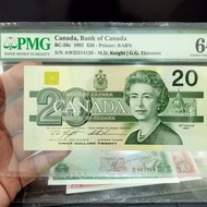 PMG64 EPQ Canada 20 Dollar 1991 Uang Kertas Asing UKA Kanada Lama Jadu