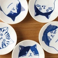 【畢業禮物】美濃燒-五種貓貓染付豆皿禮盒組