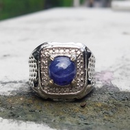 Cincin Batu Akik Blue Sapphire Asli Natural