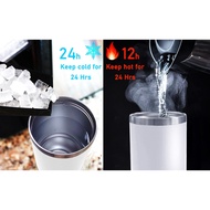 30 Oz Vacuum Insulated Bottle with Handle and Flip Straw Double Wall Stainless Steel Coffee Cup Trav