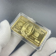 Foreign Currency Collection Gold Bar Gold-Plated Nugget Special-Shaped Coins US 100 US Dollars Comme