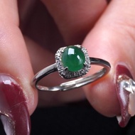 冰綠翡翠蛋面戒指 925銀 | 天然A貨翡翠 | 送禮