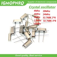 10PCS/lot 4Mhz 6Mhz 8Mhz 12Mhz 16Mhz 20Mhz 24Mhz 32.768K 2*6 32.768K 3*8 Quartz Crystal Resonator Pa