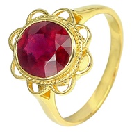 Parichat Jewelry แหวนทองคำแท้14K ประดับพลอยทับทิมแท้สีแดง 3.13 กะรัต ดีไซน์สวยงาม ขนาดไซส์ 6.5