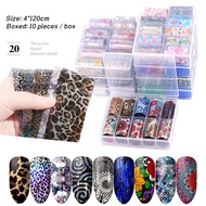10pcs/set Nail Art Foil 4x100cm Chrome Transfer Sticker Metallic Tribe