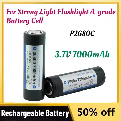 High-Capacity P2680C 3.7V 7000mAh Protected Li-ion Rechargeable 26800 Battery for Strong Light Flash