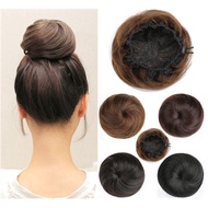 Synthetic Straight Bun Hair Chignon Donut Drawstring Hair Extensions Bun Heat Resistant Fiber Hairpi