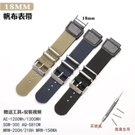 18mm Universal Silver Buckle Canvas Strap AE1200/1300WH MRW200H/218h Watch Accessories