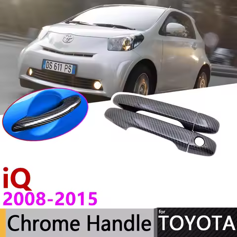 Black Carbon Fiber Door Handle Cover for Toyota iQ AJ10 10 2008~2015 Accessories Stickers Trim Set 2