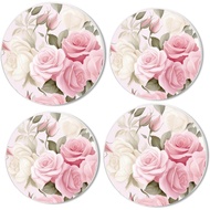 Gas Stove Burner Cover Set Of 4，Blooming Bright Pink Roses Flower Watercolor Metal Stove Burner Cove