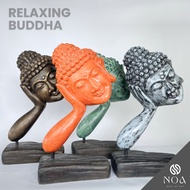 Relaxing Buddha Statue on Hand Lava Sand Material 42cm | Zen Home Decor | NOA Living