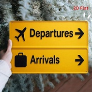 CIFbuy Vintage Retro Metal Wall Sign Departure Arrivals Airport Airplane Travel Decor