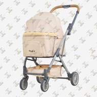 中小型寵物推車【可折疊設計|帶置物籃|承重15kg|卡其色】貓狗外出專用車 可折疊外出寵物小推車 可摺疊狗狗貓咪代步車 寵物專用手推車 - LG5310-KH