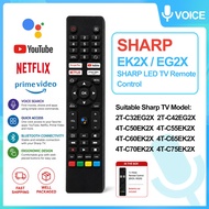 Sharp EK2X / EG2X Voice Replacement Sharp Smart Android  LED TV Remote Control RC201 2TC32EG2X, 2TC4
