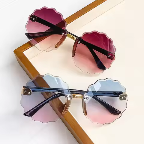 Children's Sunglasses Retro Round Sunshade Sunglasses Baby Rimless Party Sunglasses Fashionable Kids