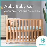 [Palette Box] MOOB Baby Abby 5-in-1 with ACS Baby Cot + King Koil Baby OrthoGuard 3 Latex Foam Mattress (120x65cm)
