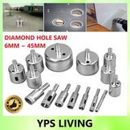 DIAMOND HOLE SAW / 6MM ~ 45MM / Mata Tebuk Kaca Mozek Jubin / Diamond Core Drill Hole Saw for Glass 