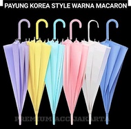 Payung Korea Style Macaron / Payung Hujan Motif Polos Warna Warni Payung Transparan Style Jepang 3D Lipat Bening