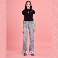 Missmoda รุ่น MC-241BJ033 กางเกงยีนส์ขากระบอกสกรีนลาย(เฉพาะกางเกง) สีฟ้า Jeans S