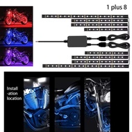 8In1 RGB Led Lights For Motorcycle APP Control Ambient Backlight Scooter Safety Signal Flexible 7