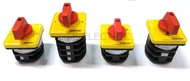 SALZER 16A 1 POLE / 3 POLE ON OFF SELECTOR SWITCH / 1 - 0 -2  SELECTOR SWITCH  YELLOW PLATE RED KNOB