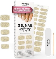 MOYOU LONDON Semi-Cured Gel Nail Strips, 20 Pc. Gel Wraps for Nails, Get 1 Free UV Lamp when you Get