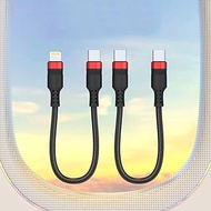 USB C to USB C Cable and USB C to Lightning Cable Short, [MFi Certified 18cm] 2Pack 0.6FT USB Chargi