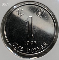 6b.1香港壹圓  [錯版]  1993年【新淨/靚品相】【洋紫荊一元】 香港舊版錢幣・硬幣 $28