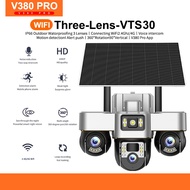 V380 Pro VTS30 Solar IP66 Wireless Outdoor waterproofing Three lens Wifi CCTV Camera Built-in Batter