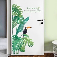 Tropical Leaf Wall Sticker DIY Fresh Green Life Art Decal Door Wall Decoration for Living Room Kitchen Home Decor Murals