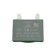 Fan Motor Capacitor 1.5 mfd (microfarads) 1.5uF 450VAC CBB61 with 4 Terminal Connections Universal f