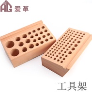 Leather Hand-Sewn DIY Tool Holder Beech Tool Holder Porous Beech Tool Table Printing Tool Holder Sto