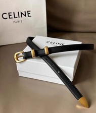 CELINE賽琳 14配ELEGANT飾帶光滑 牛皮 皮帶 女款