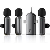 3 in 1 Wireless Lavalier Microphones for iPhone,Android,USB-C,Camera,Built-in Reduction ChipNoise,Pl