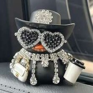 Shiny Diamond Rubber Duck Car Decor, Black Sequin Duck Car Dashboard Decor, Cool Car Accessories, สำ