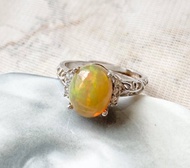 歐泊蛋白石925純銀戒指裸石寶石輕珠寶半寶石